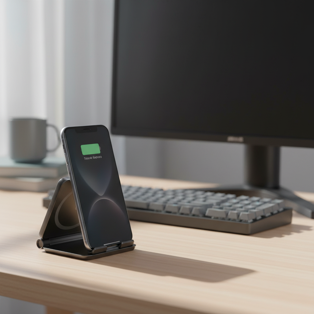 Foldable Magnetic Wireless Charger Stand, 15 W, USB-C, Black or White