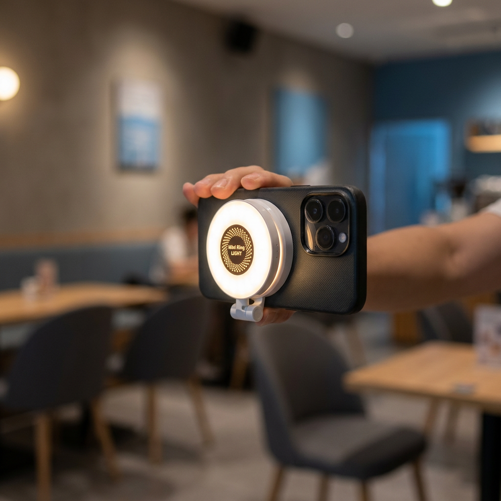 Magnetic Phone Fill Light with Mirror, Clip-On Options