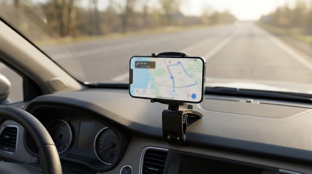 Rotating Dashboard Car Phone Holder in Black for Navigation