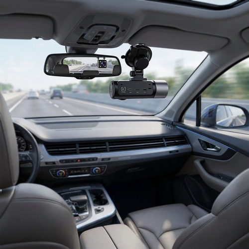 3-in-1 4K Dash Cam with Wi-Fi, Front and Rear Recording