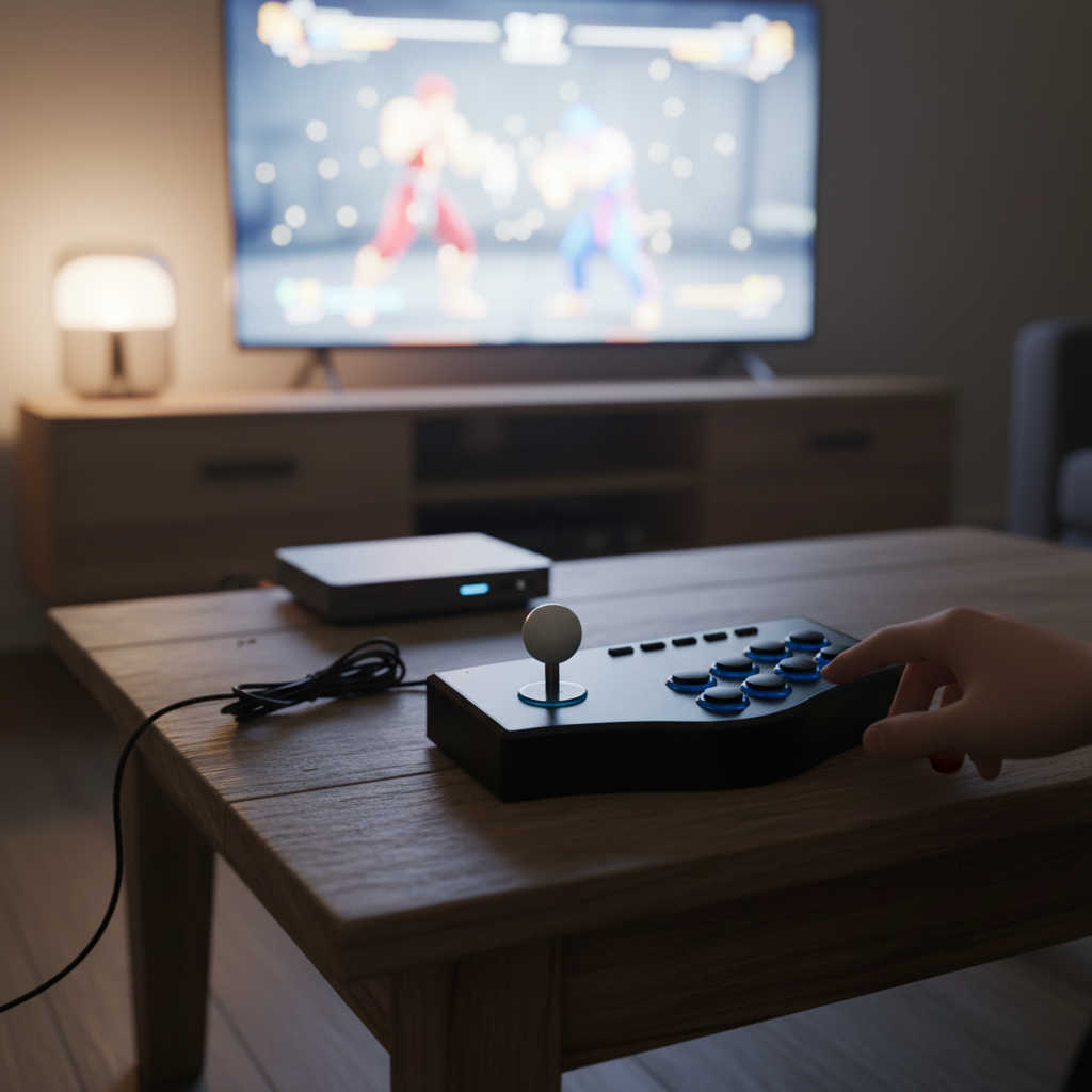 USB Arcade Stick with Ball-Top Joystick and 8 Buttons for PC and TV Boxes
