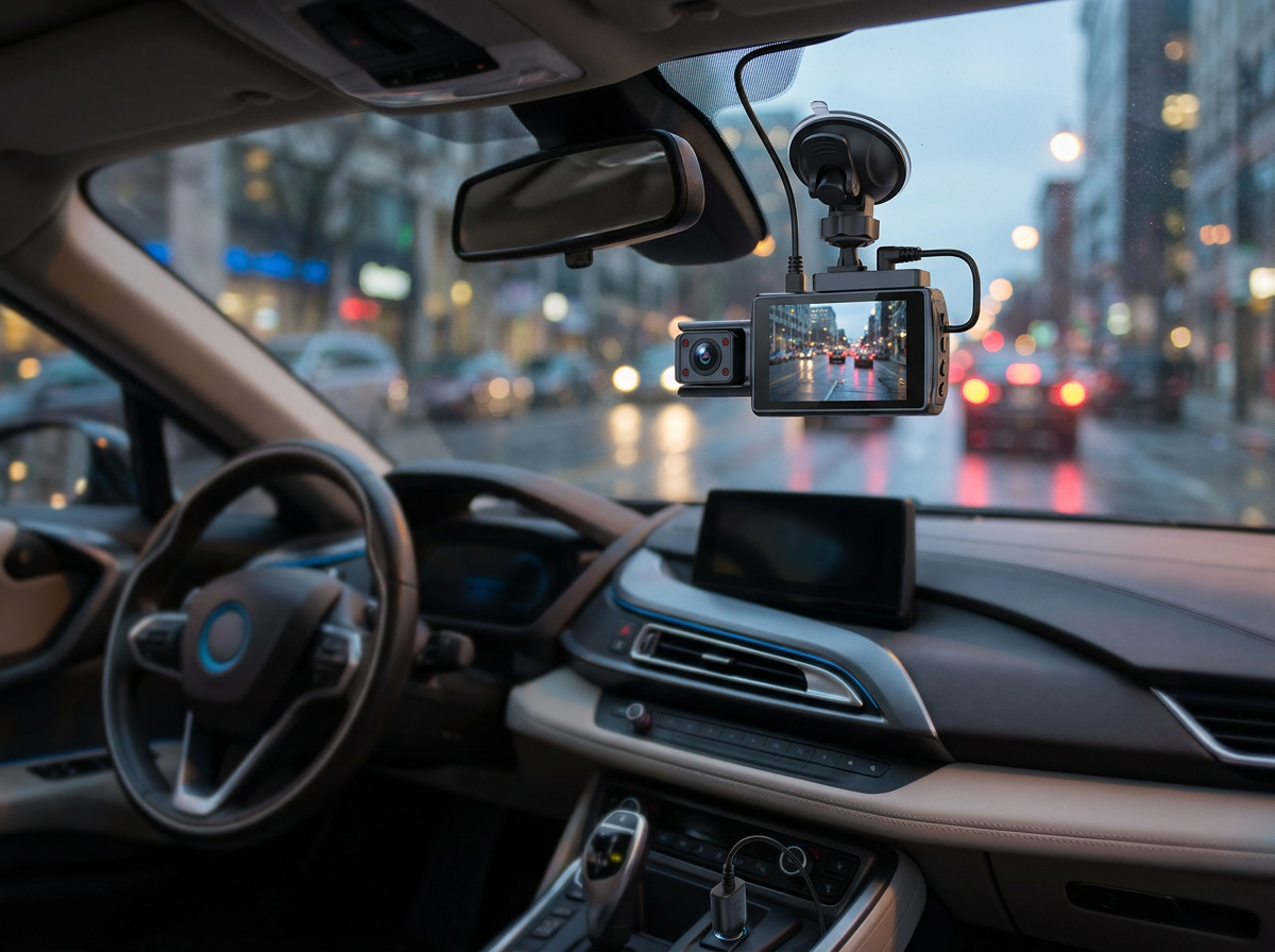 3-Lens Dash Cam with 1296p Front, Interior and Rear Recording