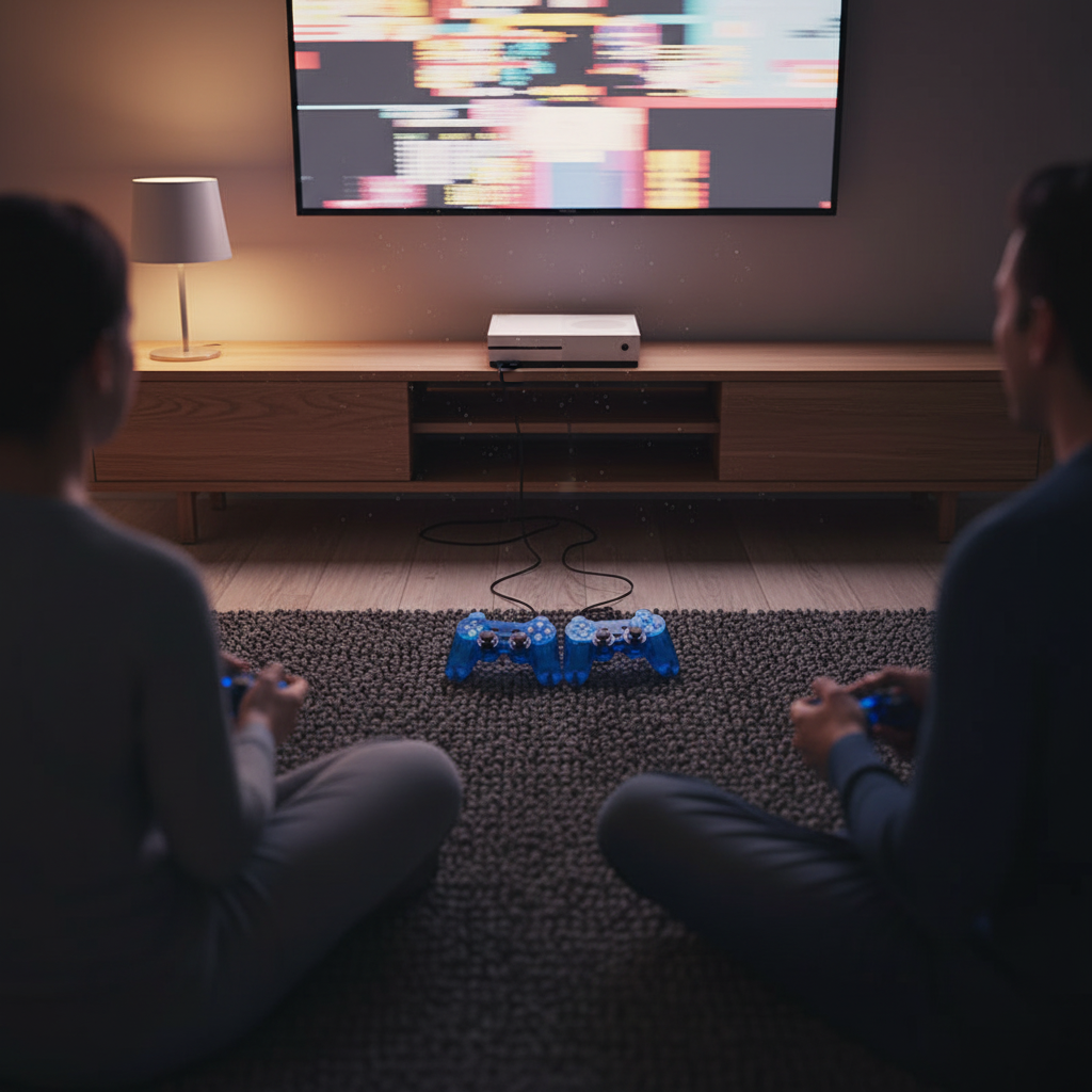 Arcade TV Game Console with Two Wired Joystick Controllers