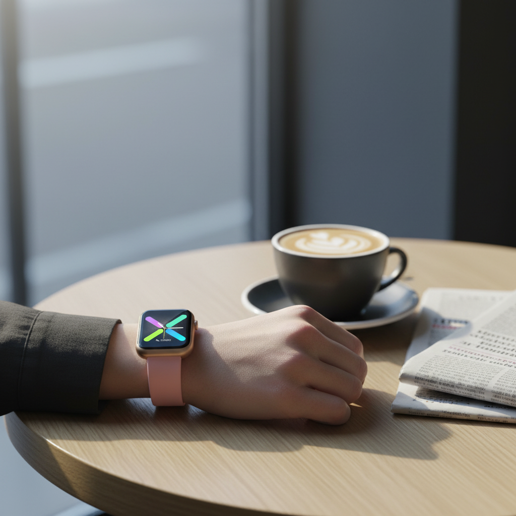 R3L Full-Touch Smart Watch with 1.3-inch Colour Display, Silicone Band