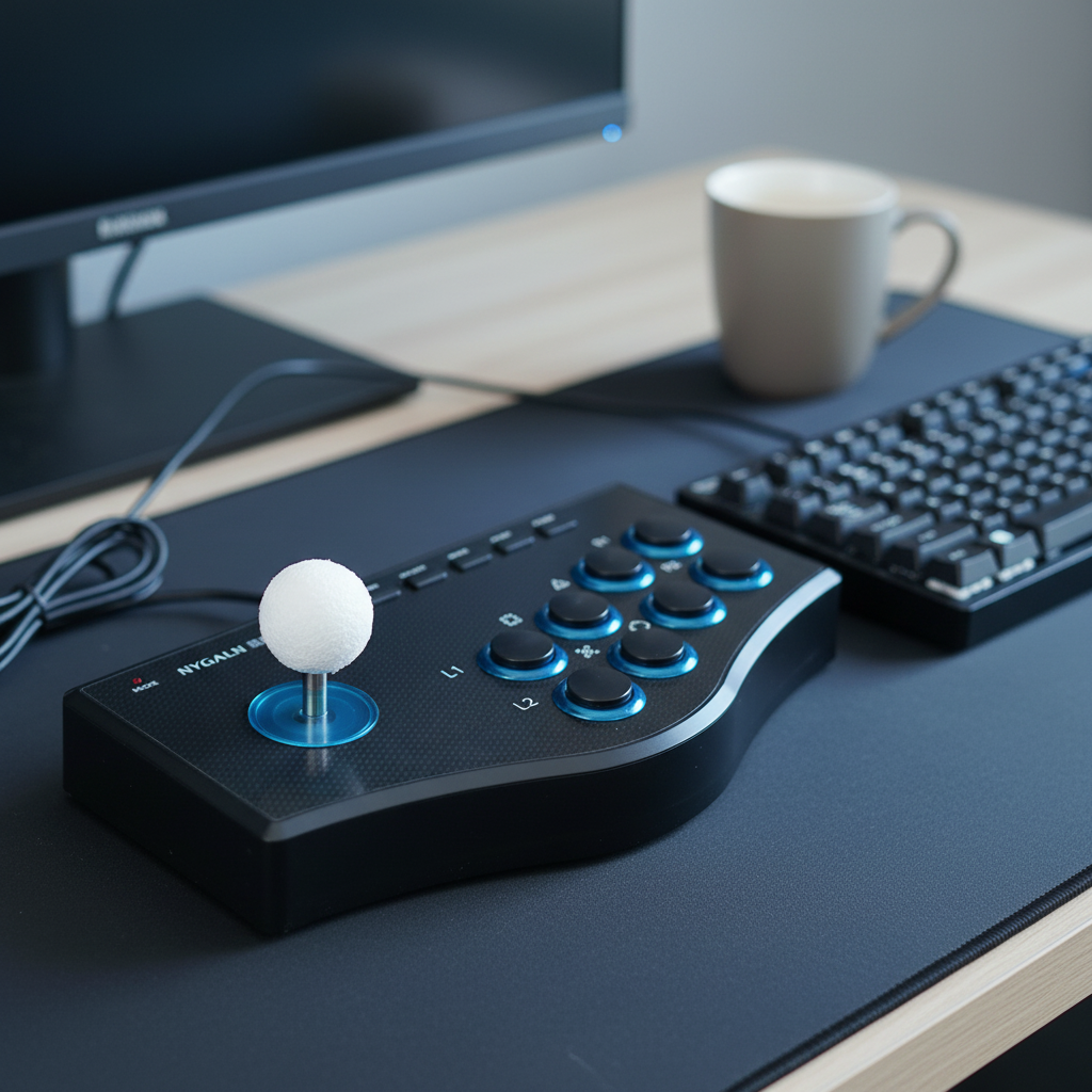 USB Arcade Stick with Ball-Top Joystick and 8 Buttons for PC and TV Boxes