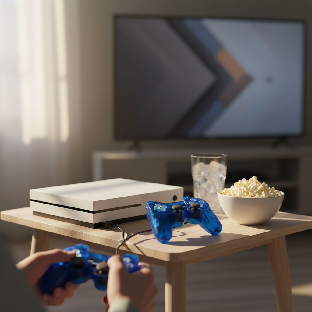 Arcade TV Game Console with Two Wired Joystick Controllers