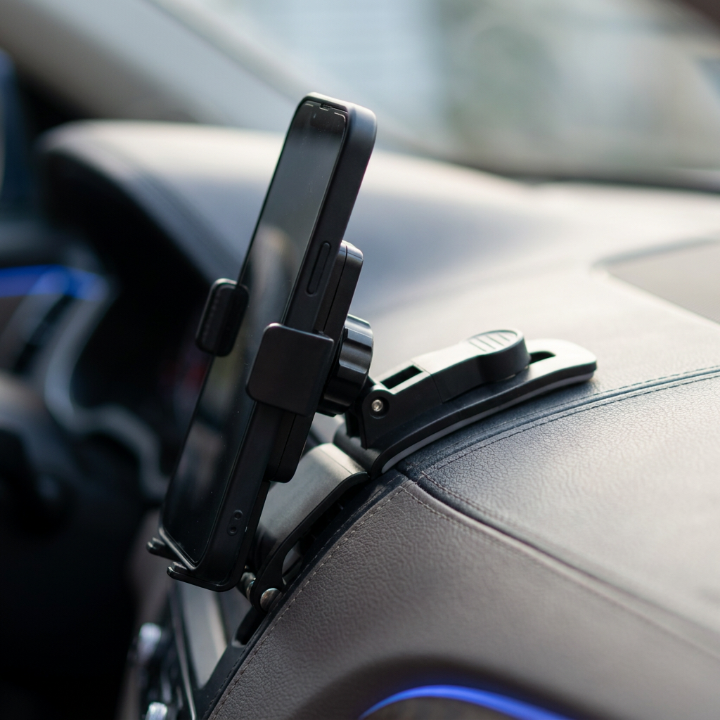 Rotating Dashboard Car Phone Holder in Black for Navigation
