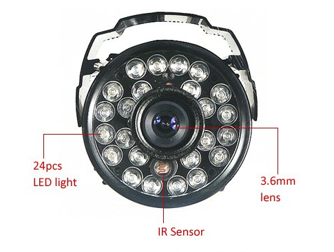 Infrared Night Vision Security Camera, 1000TVL CMOS Sensor