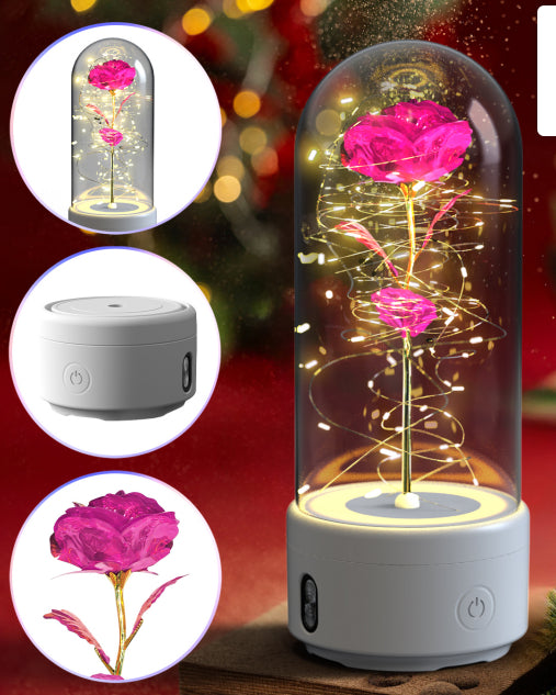 Eternal Rose LED Lamp in a Glass Dome with Bluetooth Speaker