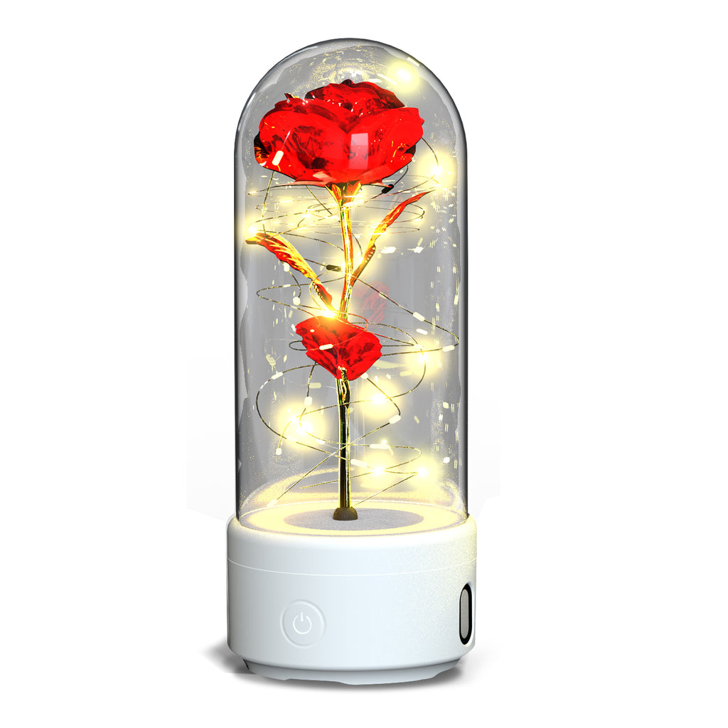 Eternal Rose LED Lamp in a Glass Dome with Bluetooth Speaker