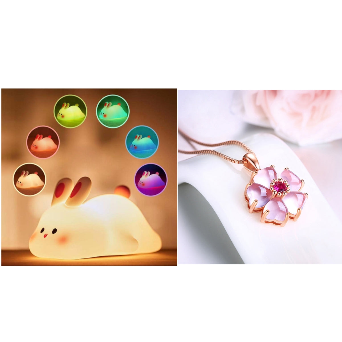 Squishy Silicone Bunny Night Light with Touch Dimming, 30-Minute Timer and USB-C
