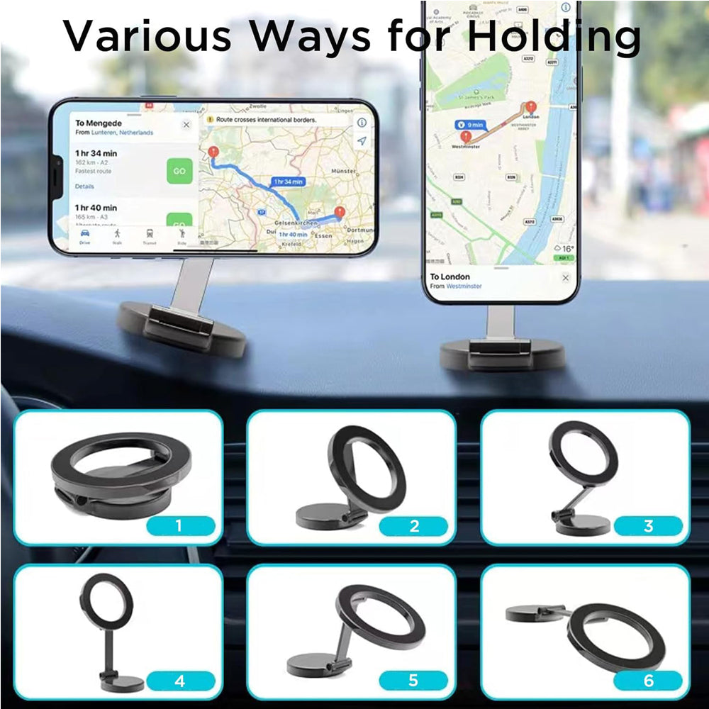Magnetic Car Phone Mount with 51 Magnets, Zinc Alloy Body and 360° Adhesive Base