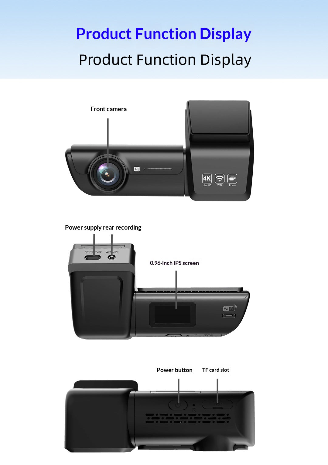 4K Screen-Free Dash Cam with 5GHz Wi-Fi and App Control