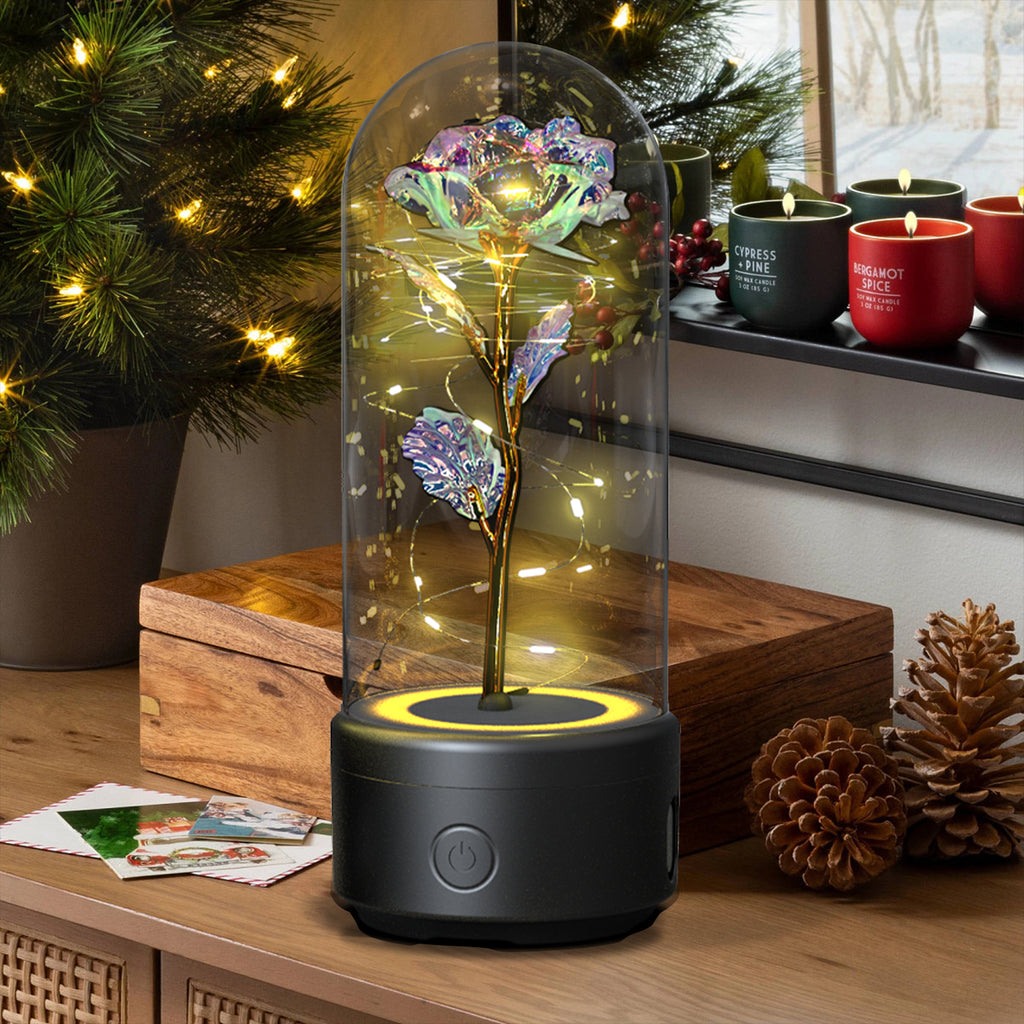 Eternal Rose LED Lamp in a Glass Dome with Bluetooth Speaker