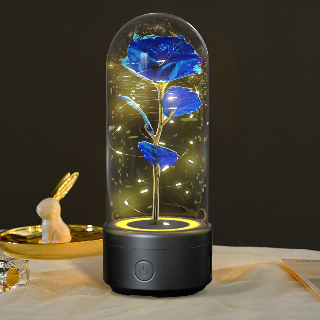 Eternal Rose LED Lamp in a Glass Dome with Bluetooth Speaker