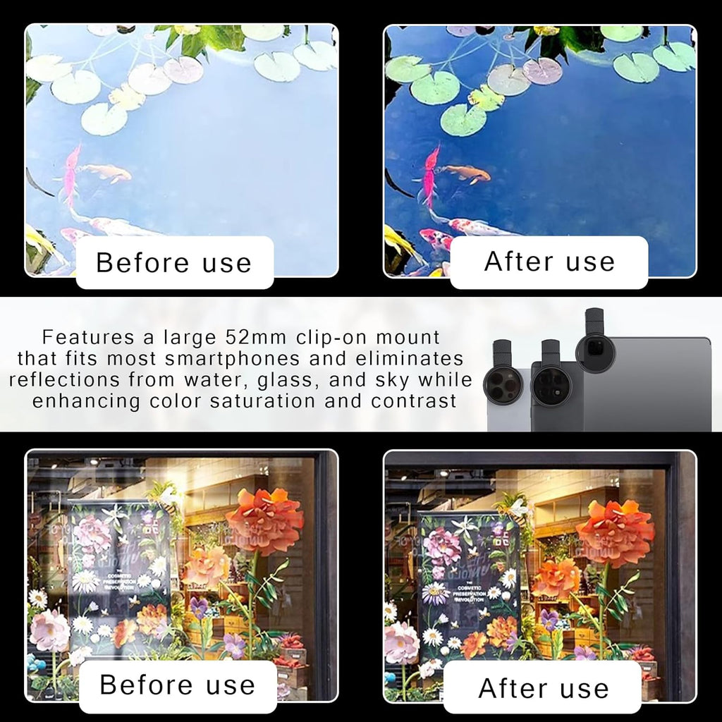 52mm CPL Filter Phone Camera Clip with Aluminum Thread Mount