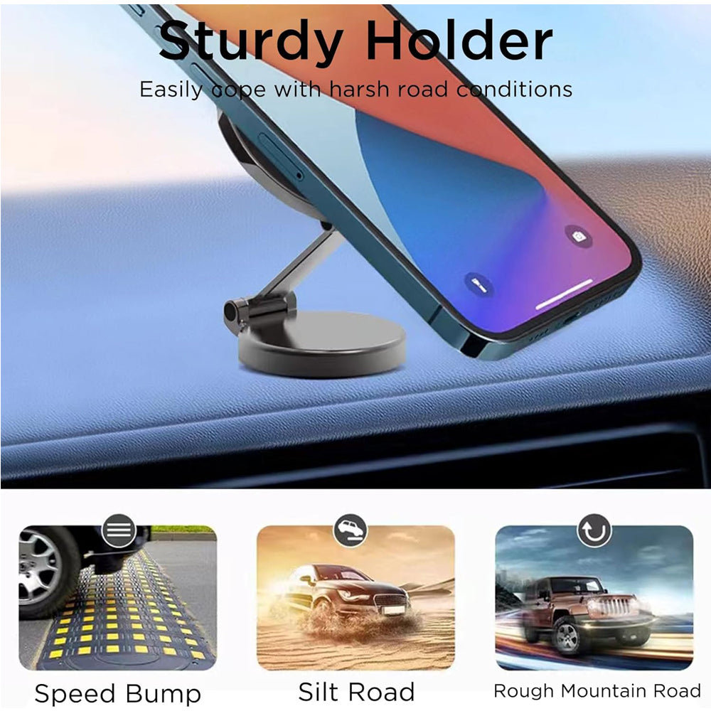 Magnetic Car Phone Mount with 51 Magnets, Zinc Alloy Body and 360° Adhesive Base