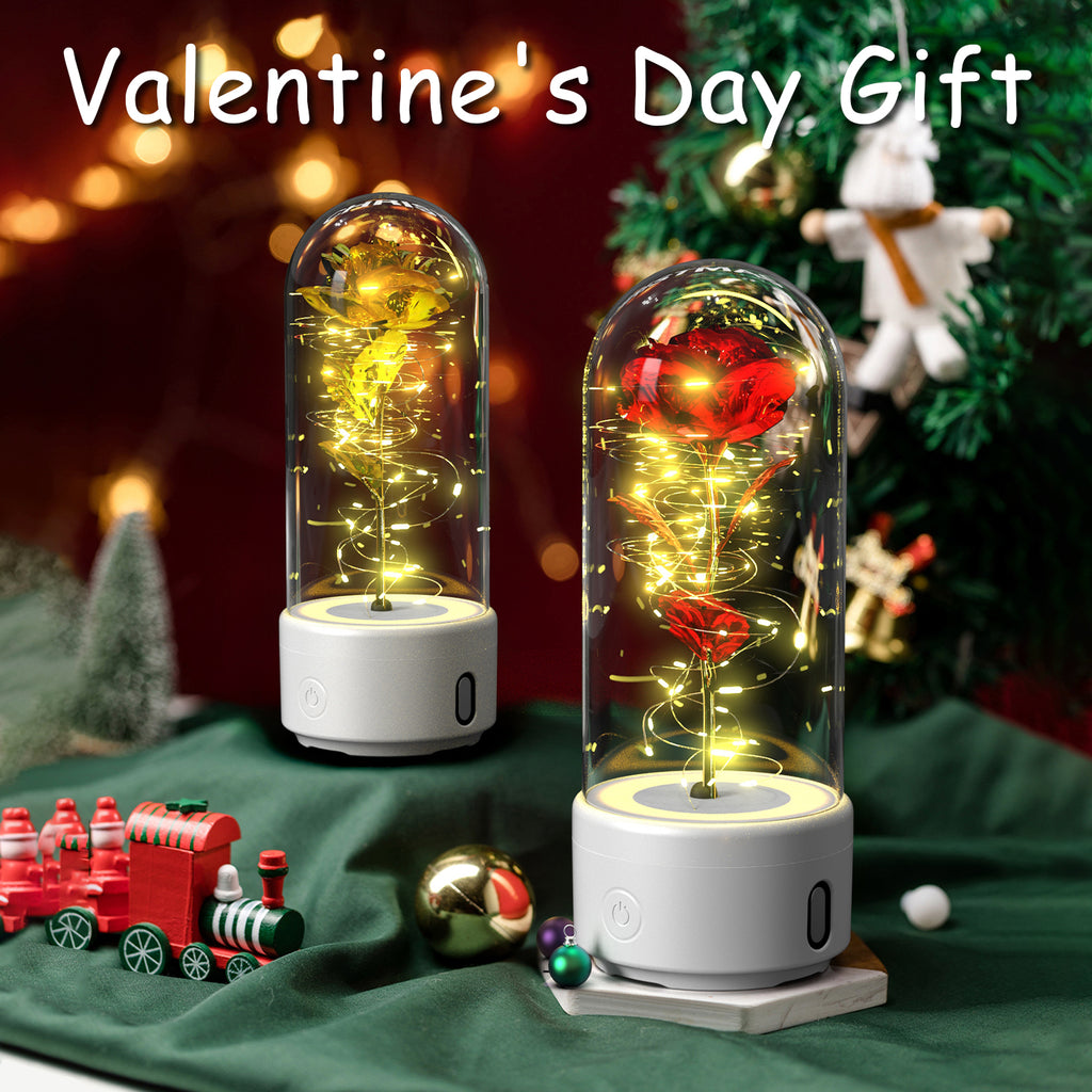 Eternal Rose LED Lamp in a Glass Dome with Bluetooth Speaker