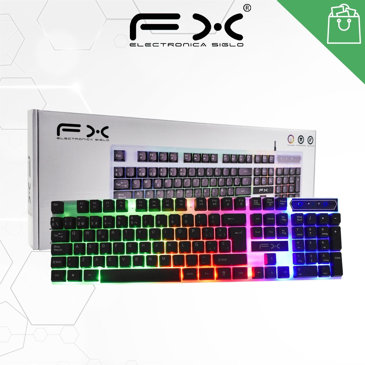Wired LED Backlit Keyboard, Full-Size Layout with Silicone Keycaps