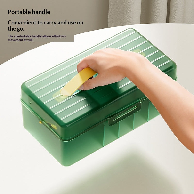 Flip-Lid Cable Storage Box with Compartments, Clear or Green