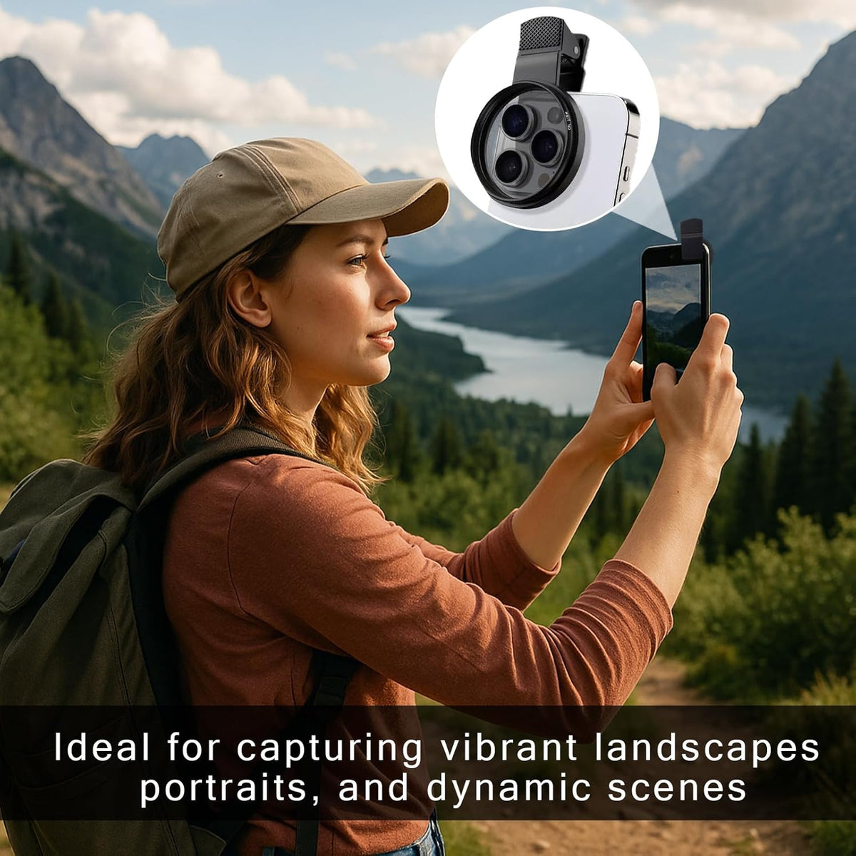 52mm CPL Filter Phone Camera Clip with Aluminum Thread Mount