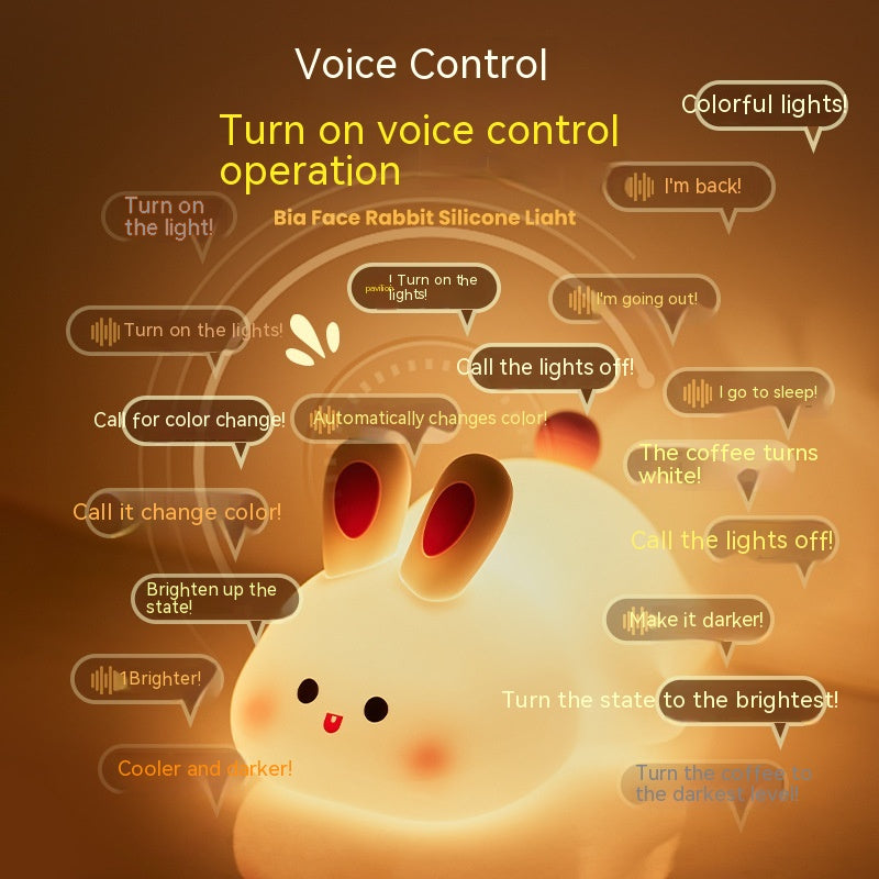 Squishy Silicone Bunny Night Light with Touch Dimming, 30-Minute Timer and USB-C