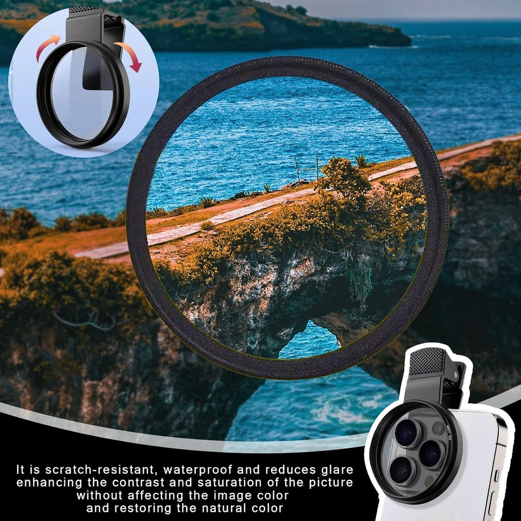 52mm CPL Filter Phone Camera Clip with Aluminum Thread Mount