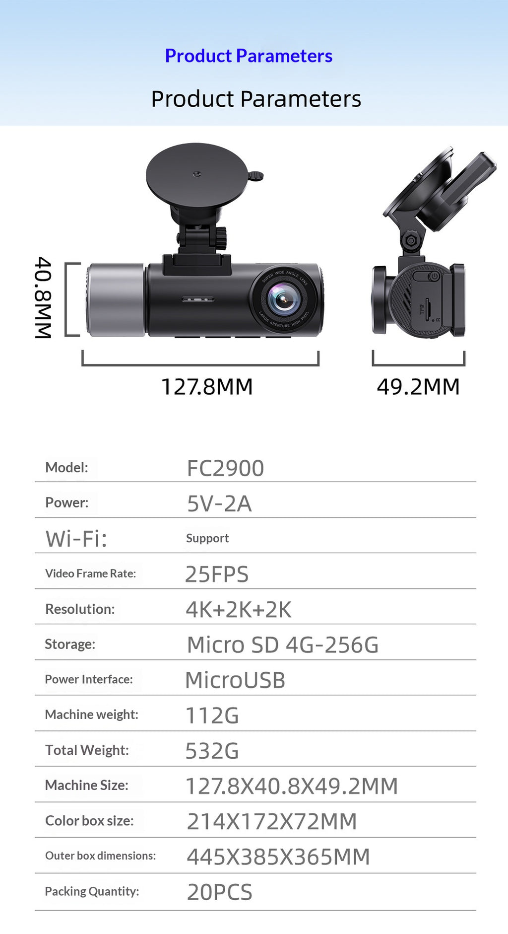 3-Channel 4K Dash Cam with Front, Cabin and Rear Recording