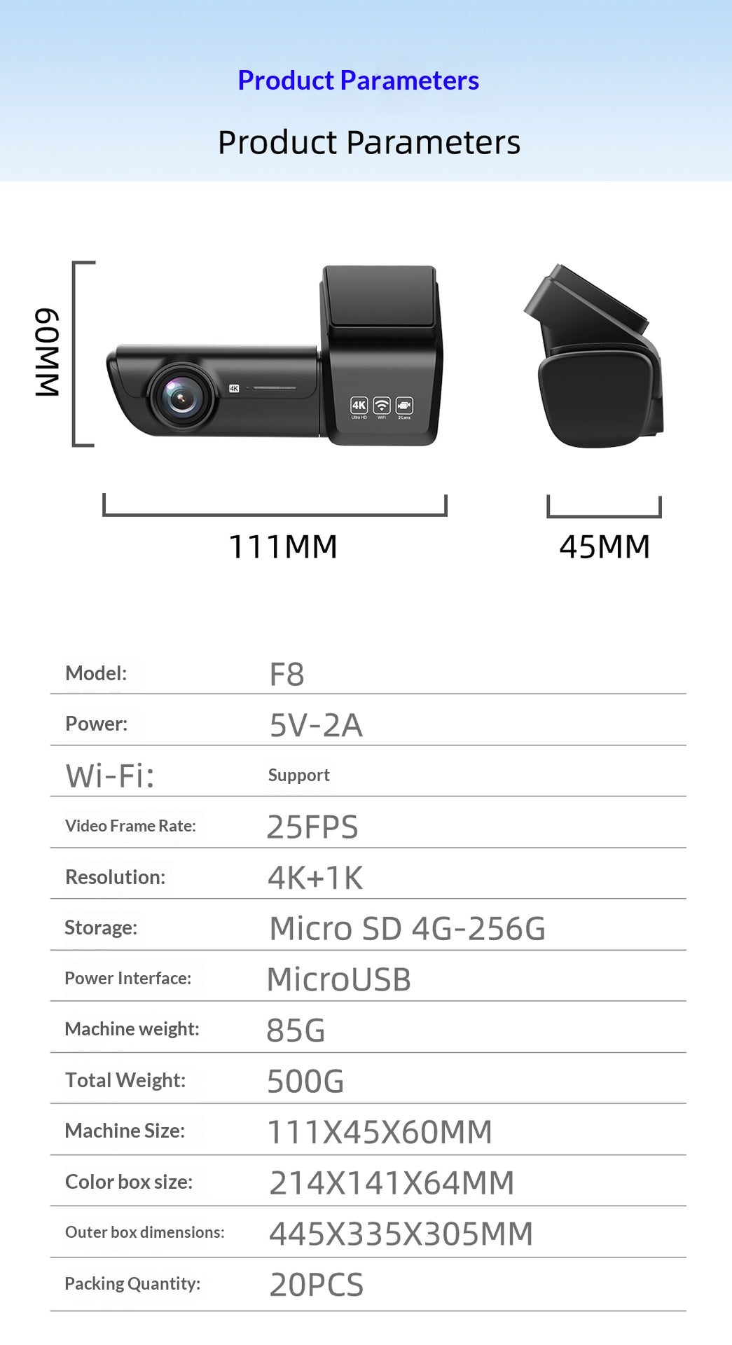4K Screen-Free Dash Cam with 5GHz Wi-Fi and App Control