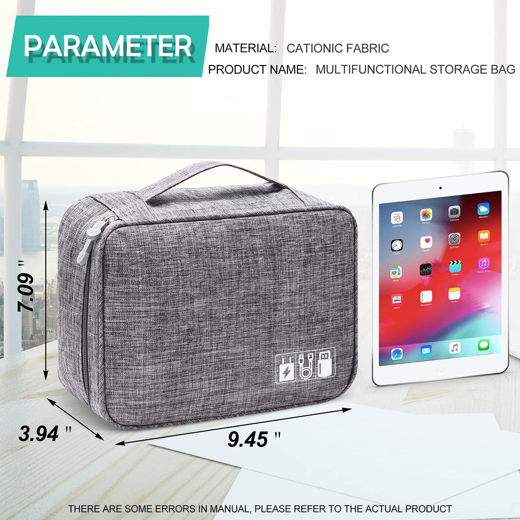 Travel Electronics Organizer Case with Removable Dividers and Mesh Pockets