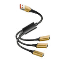 3-Port USB Splitter Adapter Cable, Aluminum Housing, Black