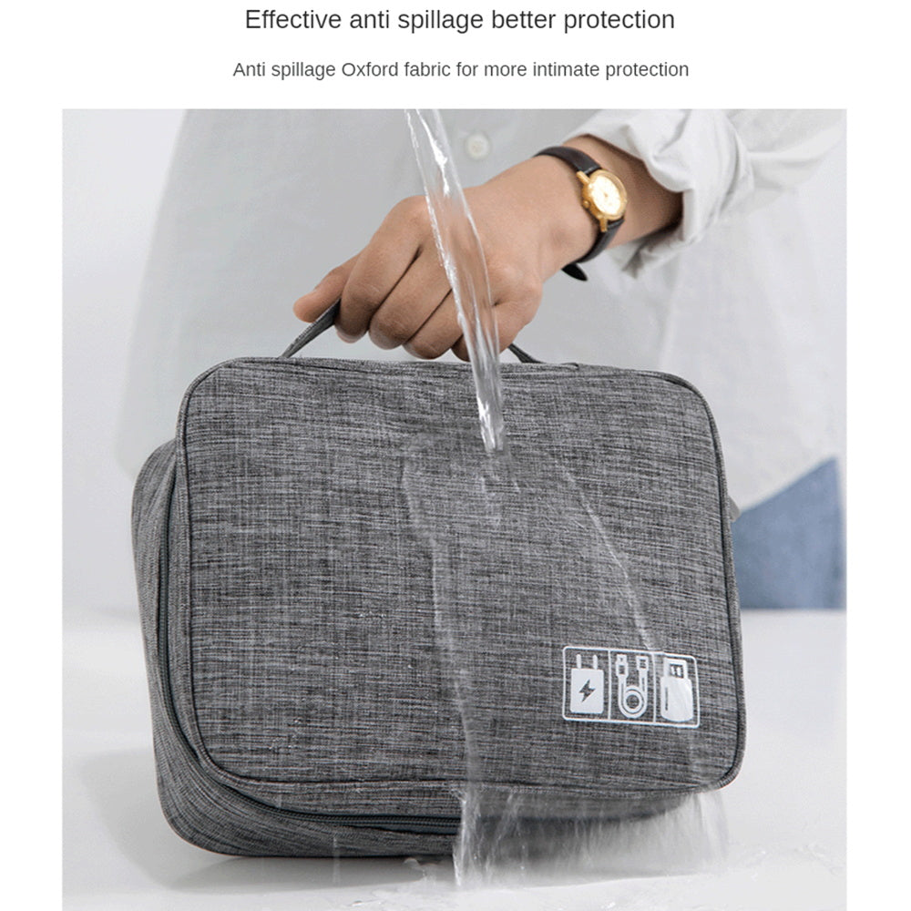 Travel Electronics Organizer Case with Removable Dividers and Mesh Pockets