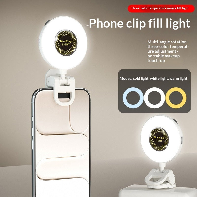 Magnetic Phone Fill Light with Mirror, Clip-On Options