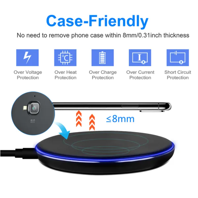 Qi Certified Ultra Slim Wireless Charging Pad, 5W