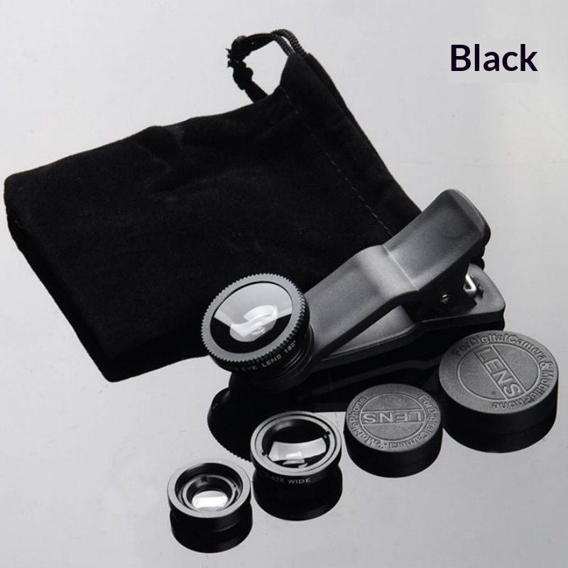 3-in-1 Clip-On Phone Lens Set: Fisheye, Wide-Angle, Macro