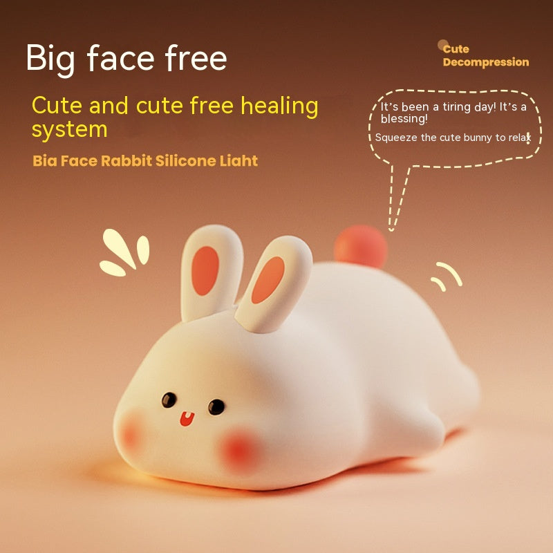Squishy Silicone Bunny Night Light with Touch Dimming, 30-Minute Timer and USB-C