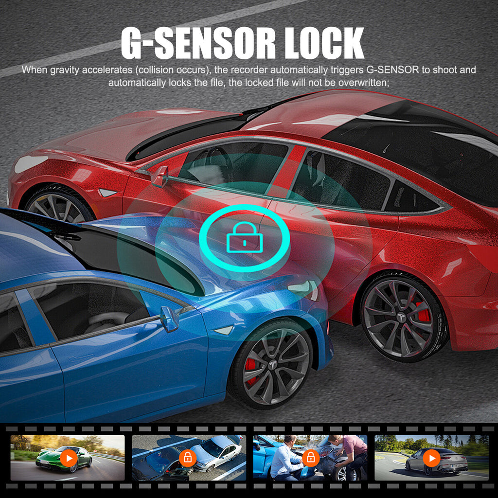 3-Lens Dash Cam, Front and Two Side Cameras, 2.4" Screen