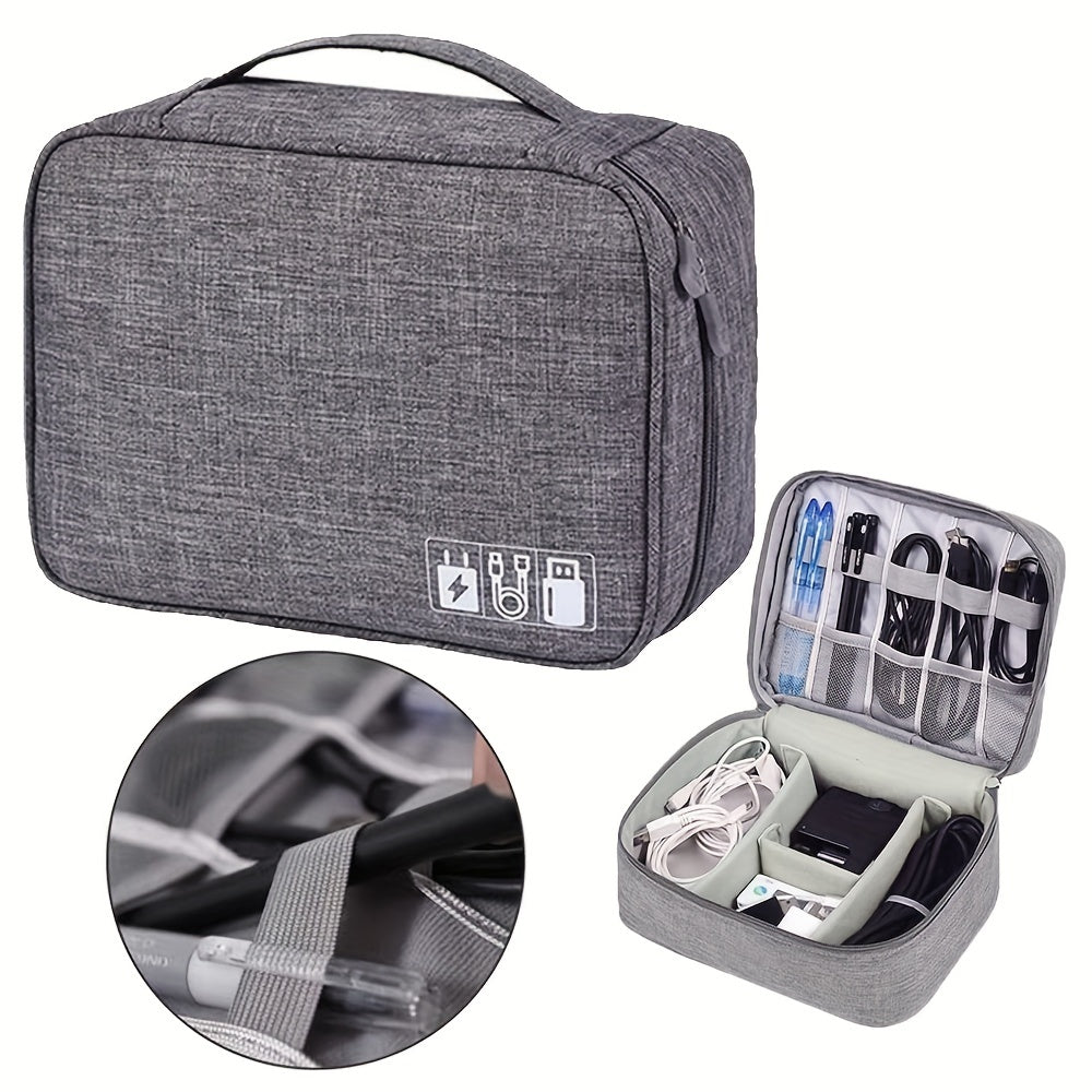 Travel Electronics Organizer Case with Removable Dividers and Mesh Pockets
