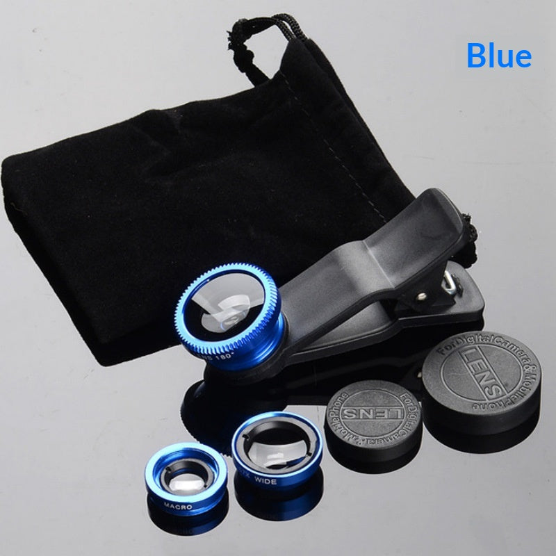 3-in-1 Clip-On Phone Lens Set: Fisheye, Wide-Angle, Macro
