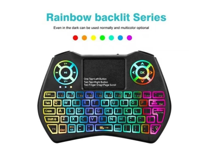 Backlit Mini Wireless Keyboard with Touchpad for TV, PC and Android Box