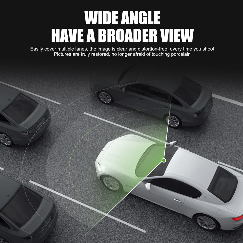 3-Lens Dash Cam, Front and Two Side Cameras, 2.4" Screen