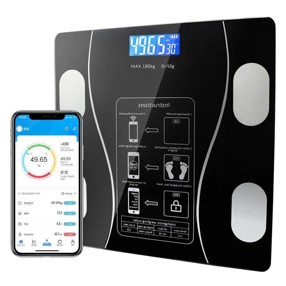 Bluetooth Body Composition Scale — Weight, Body Fat, Muscle and BMI in the App