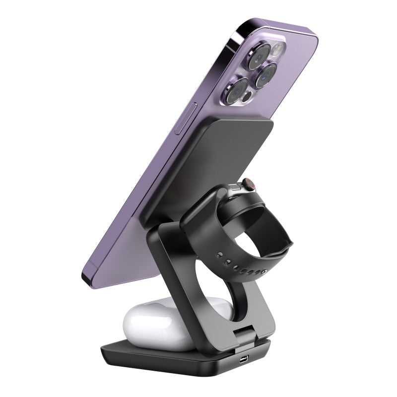 Foldable Magnetic Wireless Charger Stand, 15 W, USB-C, Black or White
