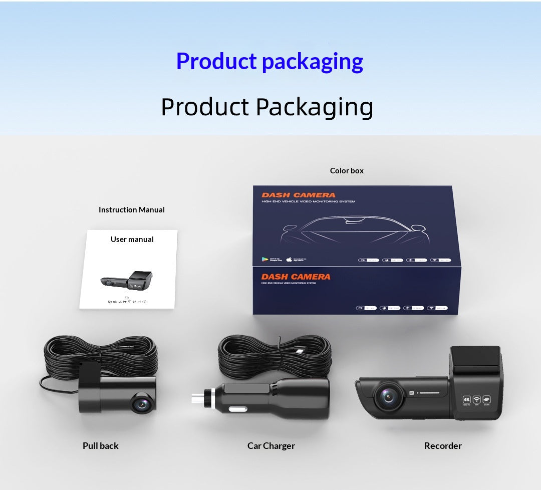 4K Screen-Free Dash Cam with 5GHz Wi-Fi and App Control