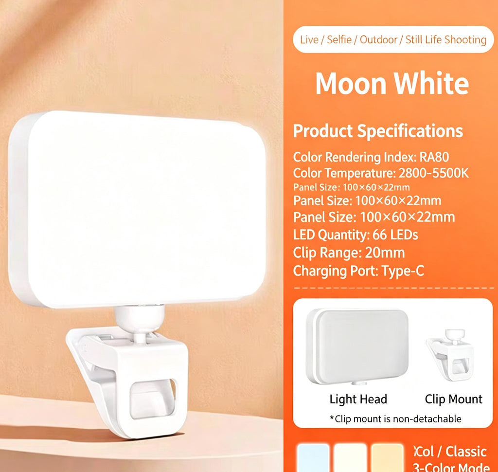 Clip-On LED Video Light for Laptops, Monitors and Phones