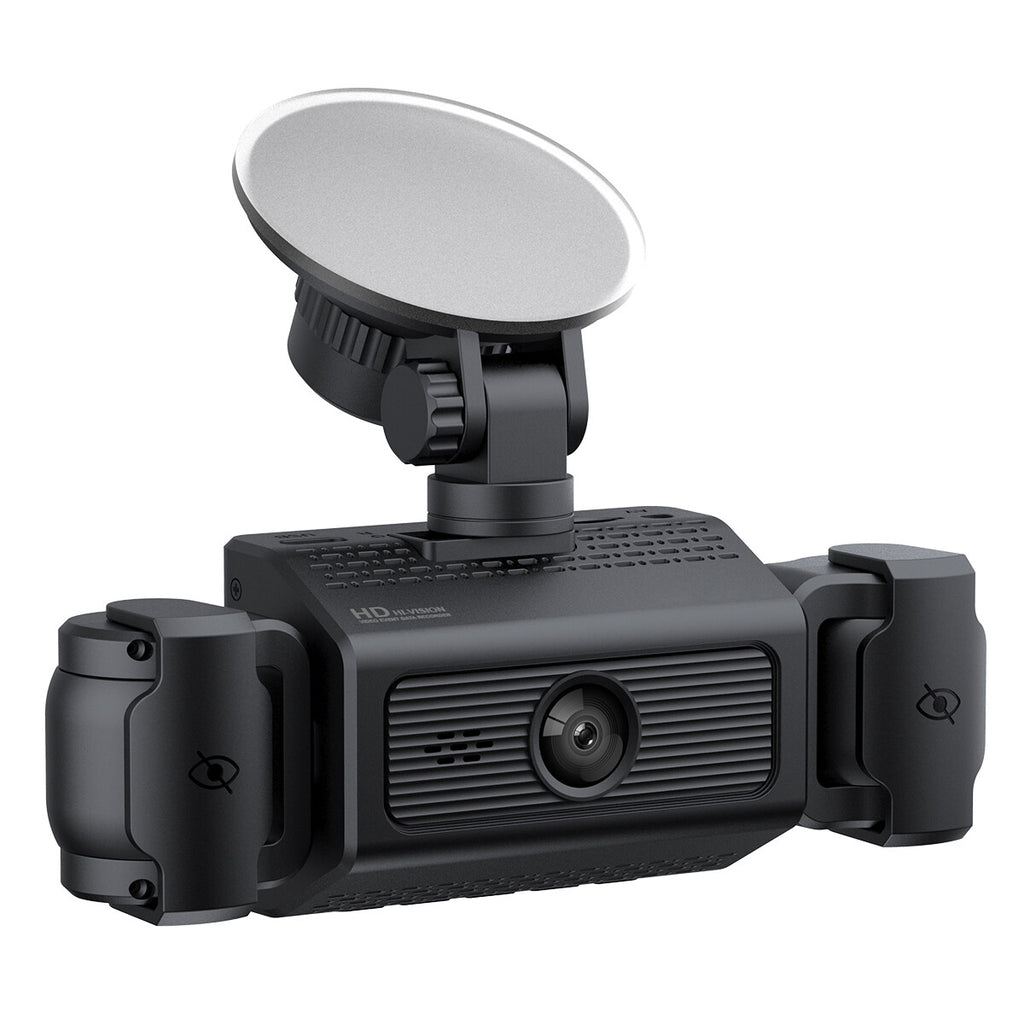 3-Lens Dash Cam, Front and Two Side Cameras, 2.4" Screen